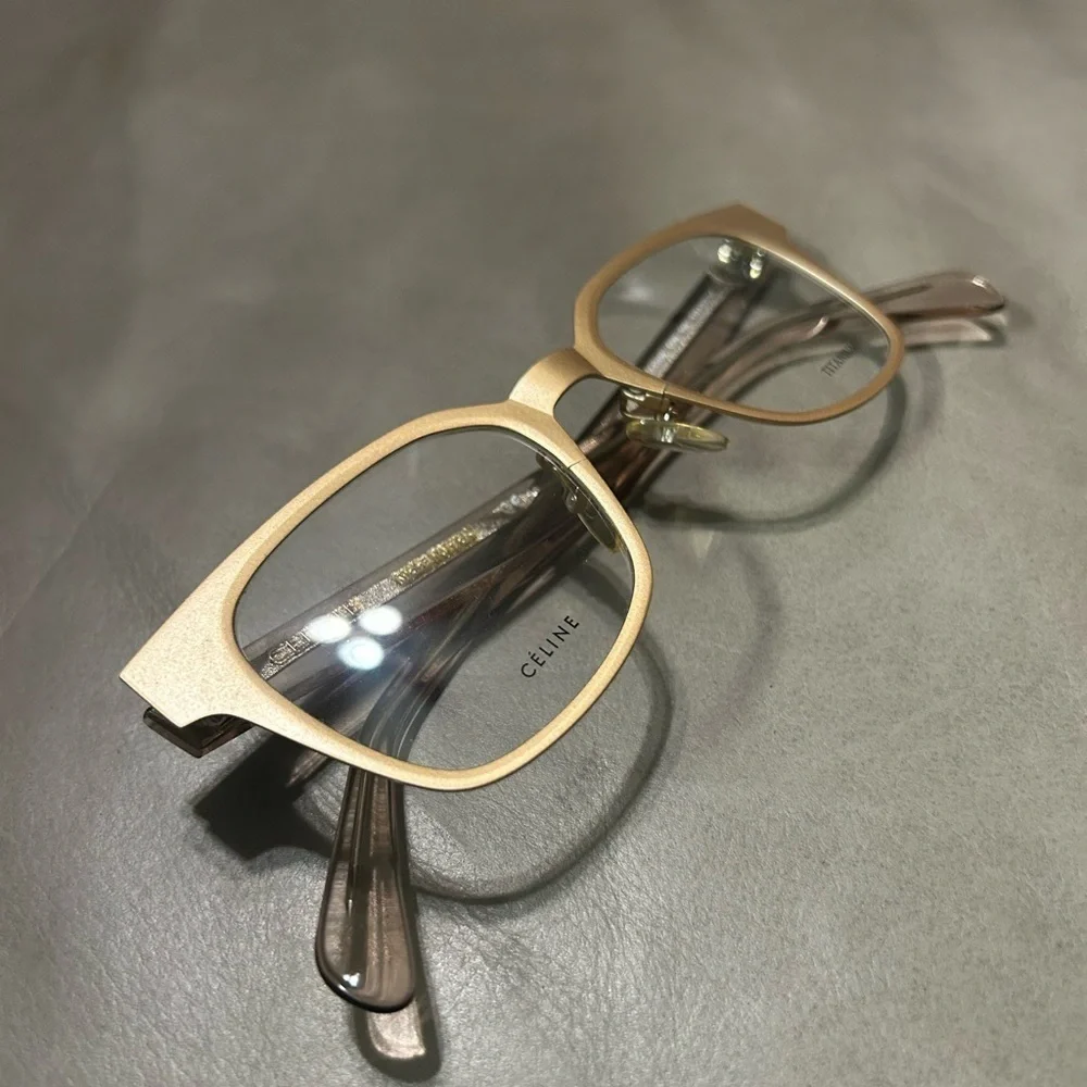 CELINE CL41456 Titanium Gold Square Eyeglasses Made in Italy w/ Case